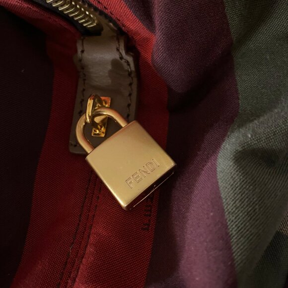 Fendi Pequin Multicolor Striped Tobacco Tote - Picture 5 of 11